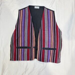 De la Selva S.A. Multicolor Striped Cotton Vest Size M Made in Guatemala